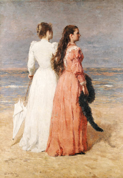 Elegant gekleidete Damen am Strand from Isidor Verheyden