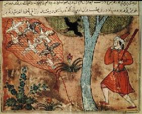 Hunting Birds, from 'The Book of Kalila and Dimna', from 'The Fables of Bidpay'