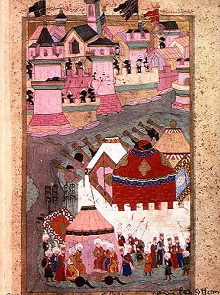 TSM H.1524 Siege of Vienna by Suleyman I (1494-1566) the Magnificent, in 1529, from the 'Hunername' from Islamic School