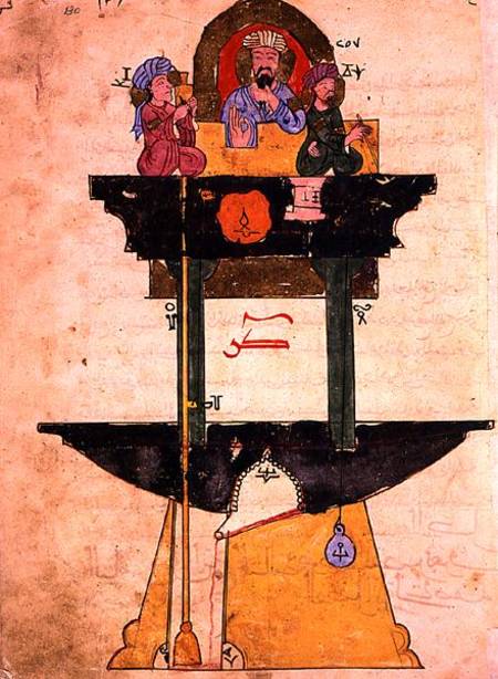 Water clock with automated figures, from 'Treaty on Mechanical Procedures' by Al-Djazari from Islamic School