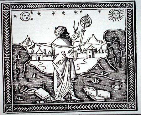 The Astrologer Albumasar (787-885) copy of an illustration from his 'Introductorium in Astronomiam', from Italian pictural school