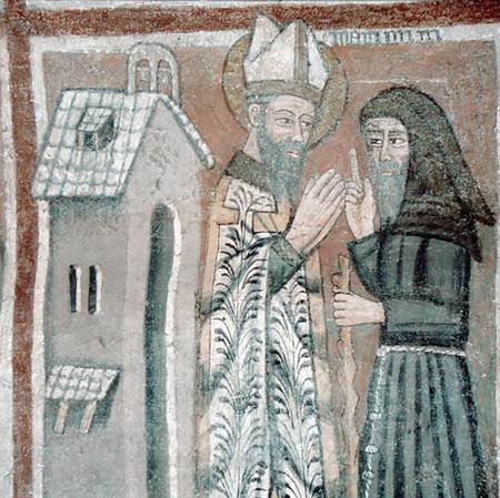 St. Gregory the Great (540-604) with a Monk from Italian pictural school