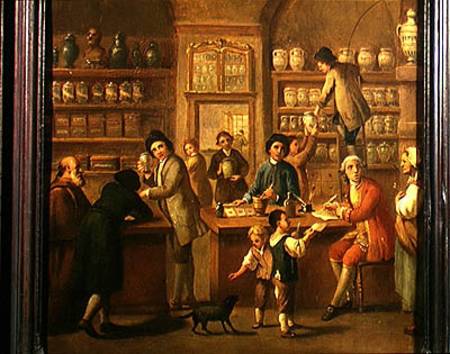 Interior of a Pharmacy from Italian pictural school
