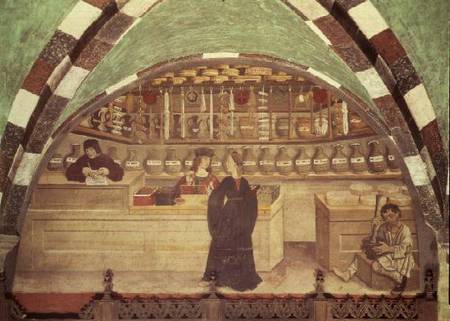 Interior of a pharmacy from Italian pictural school