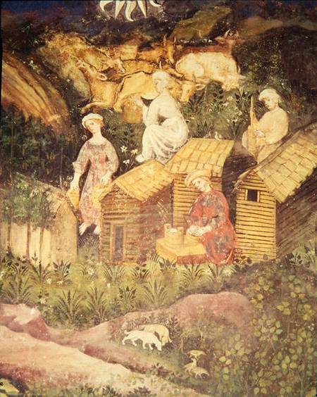 The Month of June, detail of collecting honey from Italian pictural school