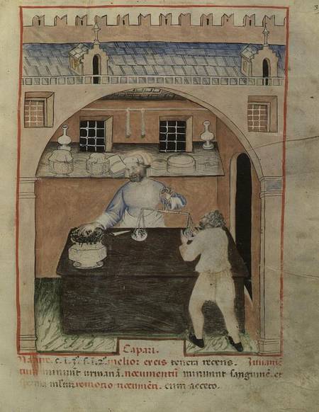 Nouv Acq Lat 1673 f.39 A Seller of Dried Meat from Italian pictural school