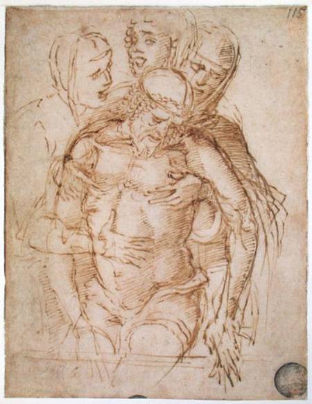 Pieta attributed to either Giovanni Bellini (c.1430-1516) or Andrea Mantegna (1430-1516)  and from Italian pictural school