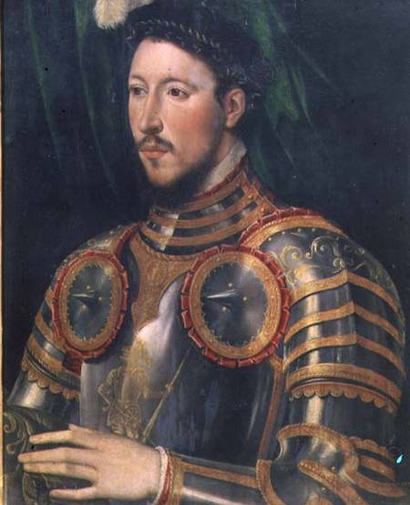 Portrait of a man wearing armour (panel) from Italian pictural school