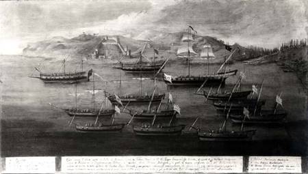 The Venetian fleet led by Captain Ivanovich da Dabrota against Turkish Pirates at Durazzo from Italian pictural school