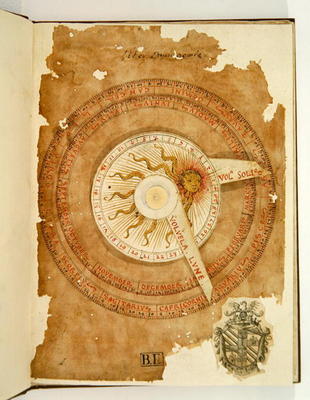 Ms Lat 696 W.8.20 fol.1r Sundial calendar, from 'Liber Physiognomiae', c.1440 (vellum) from Italian School, (15th century)