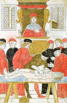 The Dissection, illustration from 'Fasciculus Medicinae' by Johannes de Ketham (d.c.1490) 1493 (wood