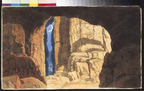 Fingal's Cave. Stage design for the opera Ruslan and Ludmila by M. Glinka