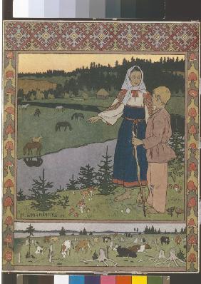 Illustration to the fairytale Alyonushka and Ivanushka