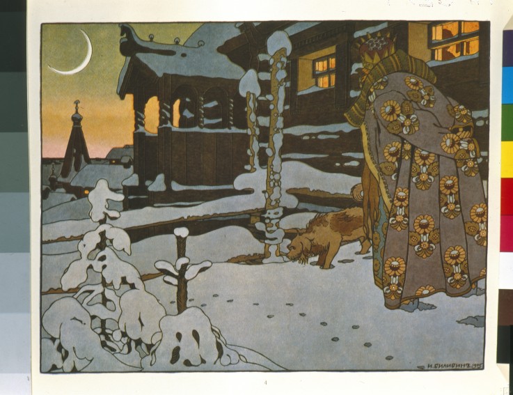 Illustration for the Fairy tale of the Tsar Saltan by A. Pushkin from Ivan Jakovlevich Bilibin