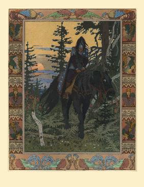 Illustration for the Fairy tale of Vasilisa the Beautiful and White Horseman