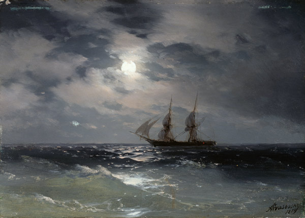 Aivasovski , Sailing Ship in Moonlight from Iwan Konstantinowitsch Aiwasowski