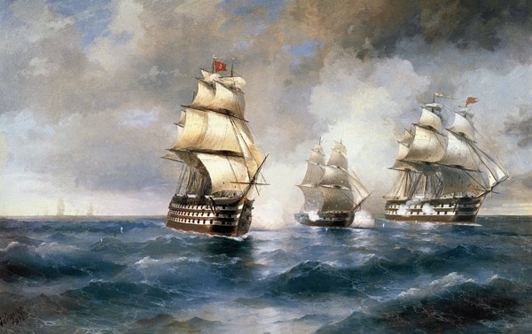 Brig "Mercury" Attacked by Two Turkish Ships on May 14, 1829 from Iwan Konstantinowitsch Aiwasowski