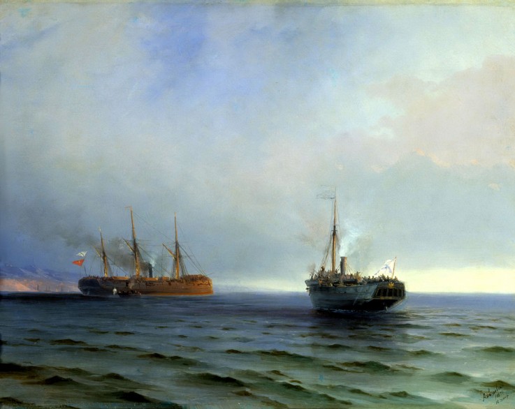 Capture of the Turkish military transport "Messina" by the steamer "Russia" on the Black Sea on the  from Iwan Konstantinowitsch Aiwasowski