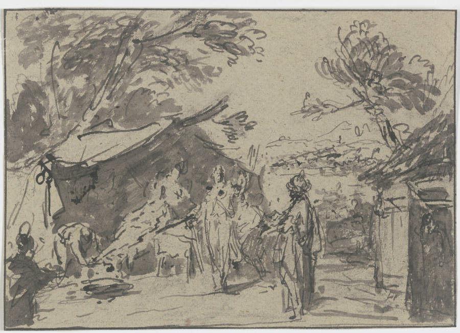 Abraham bewirtet die drei Engel vor seinem Haus from Jacob de Wit