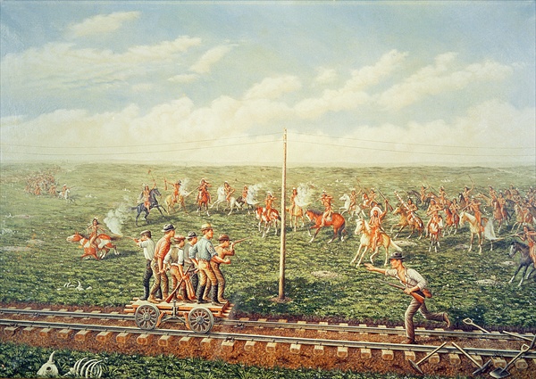 Cheyenne Indians attack workers on the Union Pacific Railroad near Fossil Creek in Kansas, 28th May  from Jacob Gogolin