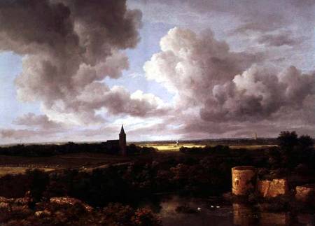 Landscape with Ruined Castle and Church from Jacob Isaacksz van Ruisdael