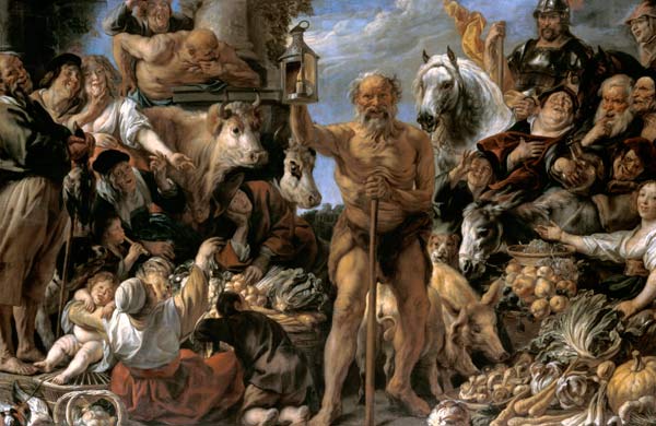 Diogenes mit der Laterne, auf dem Markte Menschen suchend from Jacob Jordaens