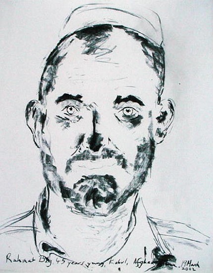 Rahmat Big, Kabul, Afghanistan, 19th March 2002 (charcoal on paper)  from Jacob  Sutton