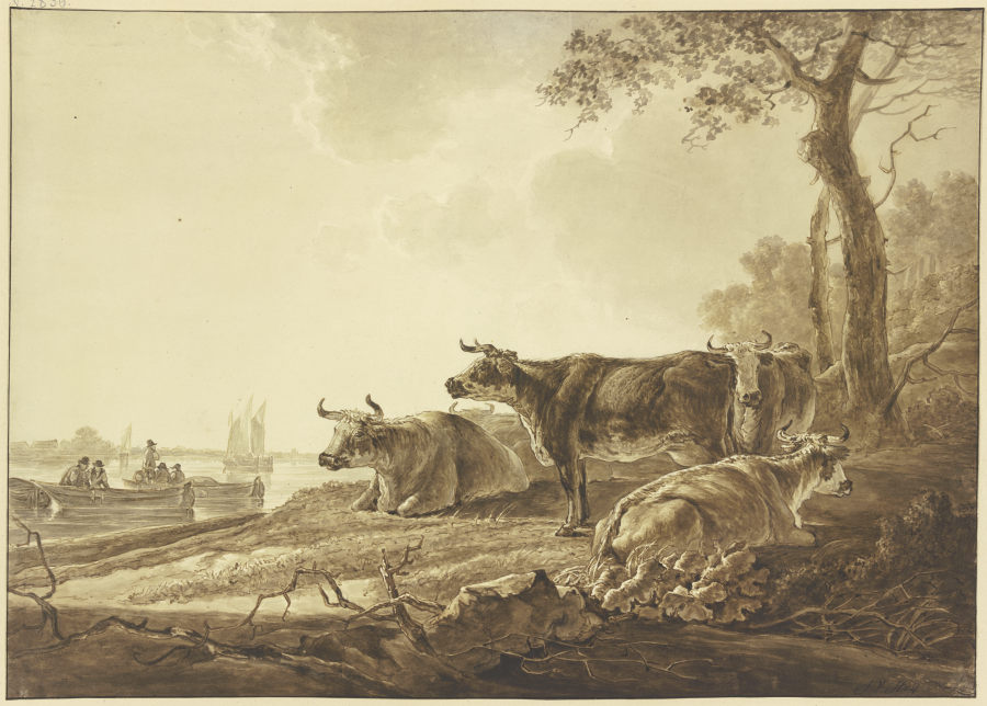 Rinderherde an einem Flußufer from Jacob van Strij