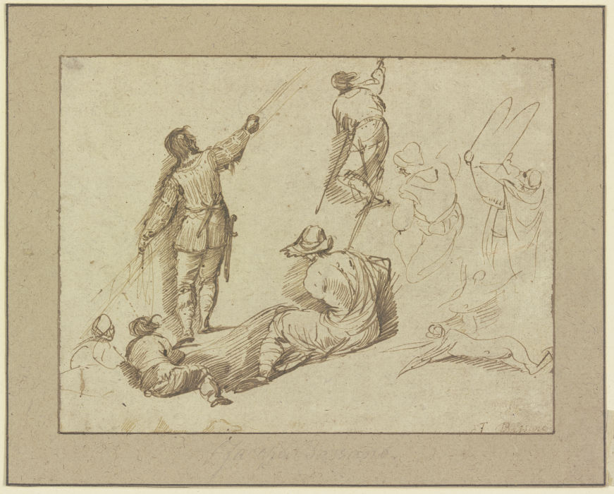 Soldaten, Bettler und Moses, der die Gesetztestafeln in die Höhe hält from Jacopo Bassano