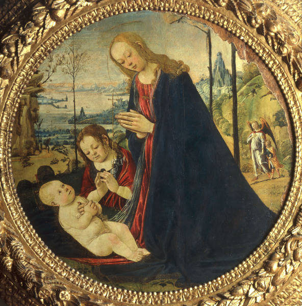 J.del Sellaio /Mary Worship.Child/ Paint from Jacopo del Sellaio