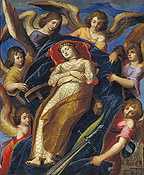 Die Hl. Katharina wird von Engeln getragen. from Jacopo Ligozzi