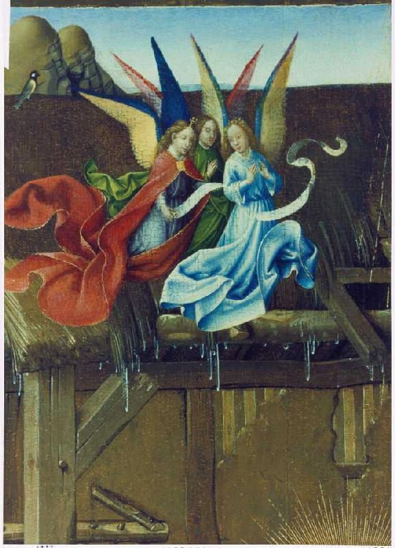 Birth Christi. Detail: Three angels from Jacques Daret
