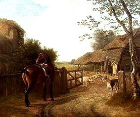 Daniel Beale goes to his court with his favourite horse in Edomton from Jacques-Laurent Agasse
