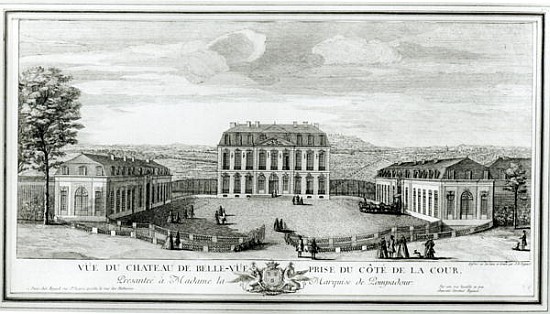 View of the Courtyard Facade of the Bellevue Castle, c.1750 from Jacques Rigaud