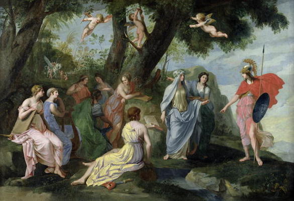 Minerva with the Muses (oil on canvas) from Jacques Stella