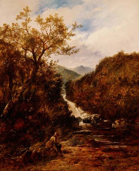 Angler by a Wooded Waterfall from James Charles Ward