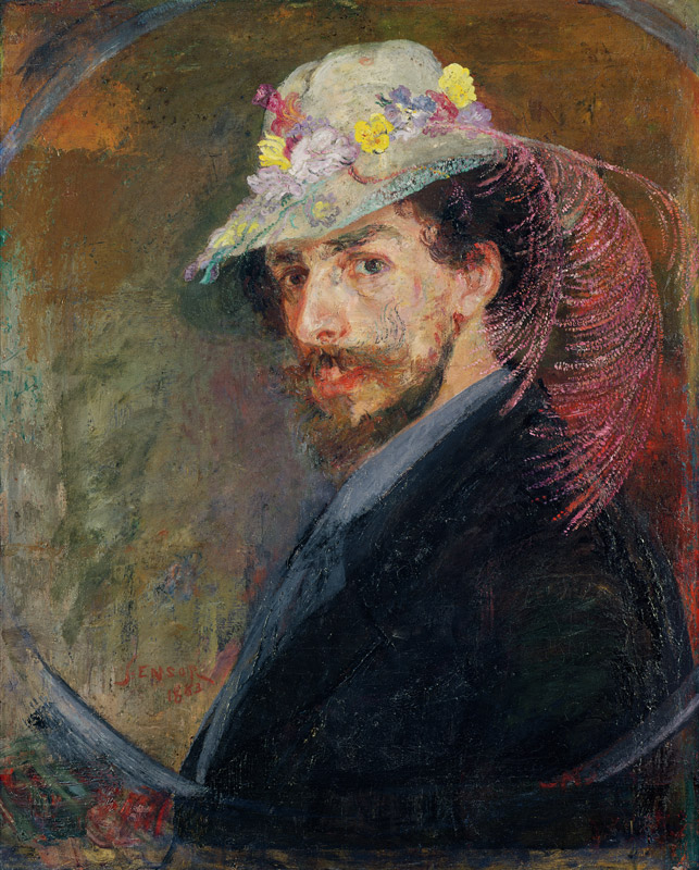 Self Portrait in a Hat with Flowers, 1883 from James Ensor