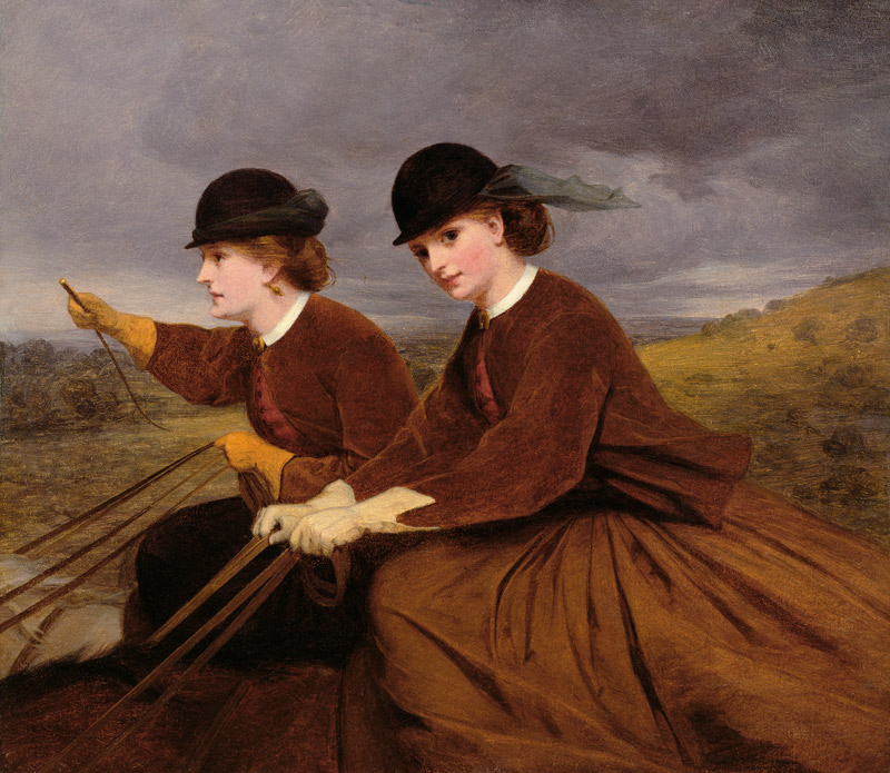 On the Downs - Two Ladies Riding Side-Saddle from James Hayllar