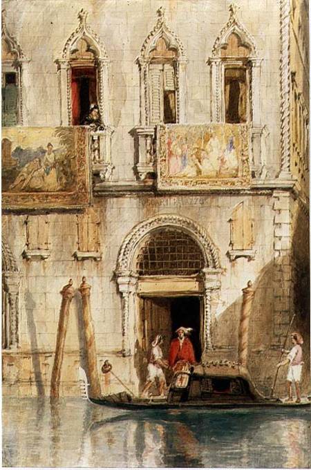 The Steps of the Palazzo Foscari, Venice, 1844 (pencil, ink from James Holland