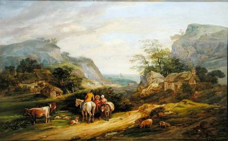 Landscape with figures and cattle from James Leakey