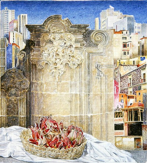 Still Life with Strange Fruit and a Baroque Landscape, Mexico City, 2003 (oil on canvas)  from  James  Reeve