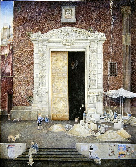 Stone-masons, the Capilla de las Animas, 2003 (oil on canvas)  from  James  Reeve