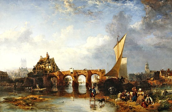 The Pont des Treilles on the river Maine at Angers from James Vivien de Fleury