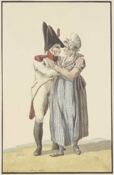 Ein Soldat umarmt eine Frau from Jan Anthonie Langendijk