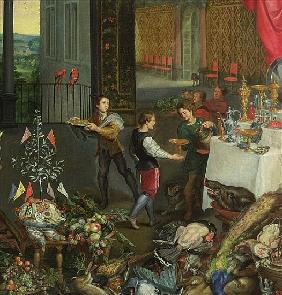 Allegory of Taste, detail of servers bringing wine, 1618 (detail of 61052)