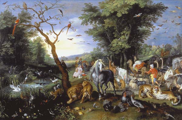 The move of the animals into the ark Noah. from Jan Brueghel d. J.