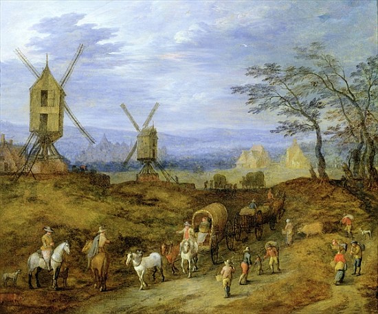 Landscape with Travellers near Windmills from Jan Brueghel d. J.