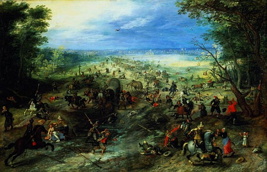 Raid on a caravan of wagons from Jan Brueghel d. J.