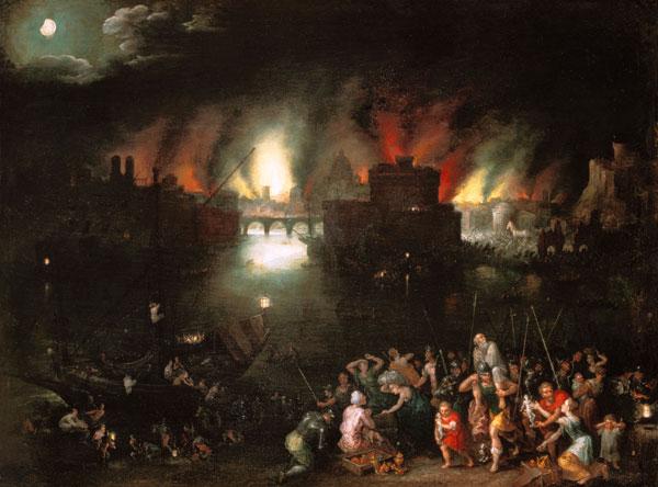 J. Brueghel t. E. / The burning Troy