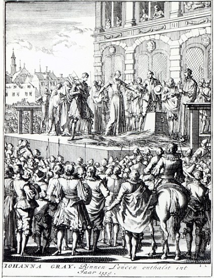 The Execution of Lady Jane Grey, published between 1664-1712 from Jan Luyken